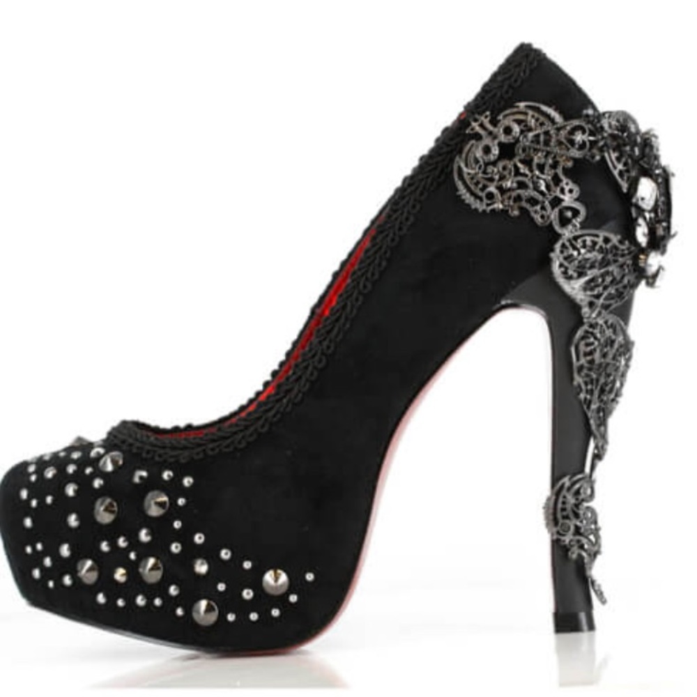 Women’s Hades Amina Embellished Heels Gothic Suede